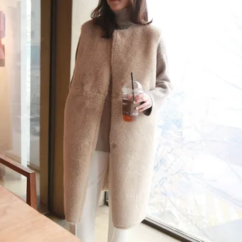 2020 toamna iarna femei coreene fals din piele de veste lungi faux miel lână tunsă de veste vrac plus dimensiune vesta A318