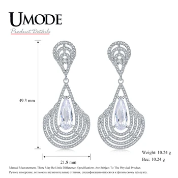UMODE Nou Mare Picătură de Apă CZ de Cristal Picătură Cercei pentru Femeile de Moda Geometrice Legăna Cercei Bijuterii Datând Pendientes UE0675