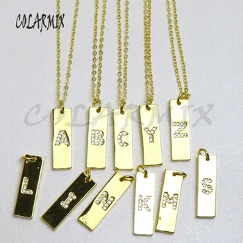 Dreptunghi litere pandantive colier zircon 26 de alfabete farmec bijuterii de moda alfabete accesorii pentru femei 50987