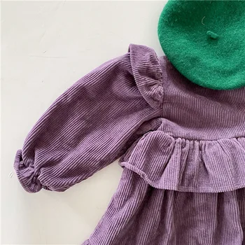 2020 Iarna Fete Căptușit Pantaloni De Catifea Cord Ciufulit Rochie De Printesa Pentru Copii Copilul Maneca Lunga Culoare Solidă Bumbac De Moda, Plus Rochii De Catifea
