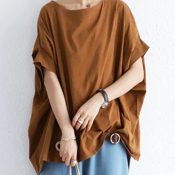 Scurt-Maneca Guler rotund tricou Femei Nou de Mari Dimensiuni Hanorac cu Mâneci Vrac Slăbire Confortabil Culoare Solidă Bază