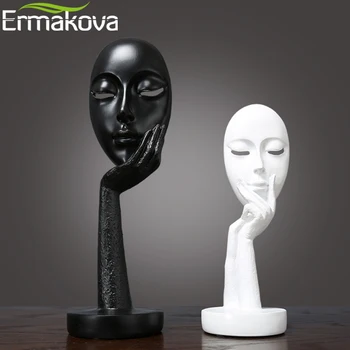 ERMAKOVA Nordic Gânditor Abstract de Gândire Doamna Masca Figurine de Rasina Statuie de Birou TV Cabinet Decor Acasă Meserii