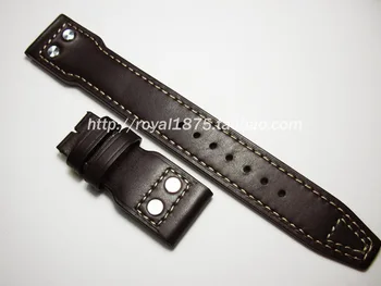 2019 Oameni Noi din Piele lucrate Manual Watchbands 20mm 21mm 22mm Maro Inchis din Piele Watchbands Pentru IWC Pilot Curea Brățară