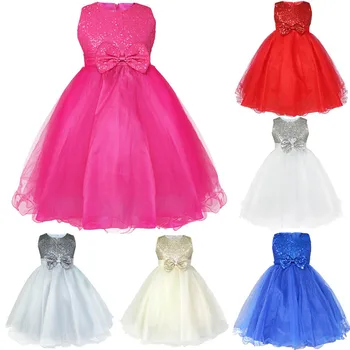 2-14 Genunchi-Lungime Copiii Cu Paiete, Flori Fete Dress Copii Concurs De Petrecere Nunta Rochie De Bal Bal Printesa Formale Prilej Fete Dress