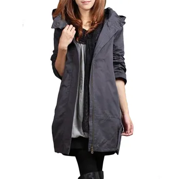 Plus dimensiune Jacheta palton Femei Adăuga Bumbac Vrac Lung Trenci haine pentru Femei coreene Casual Cardigan cu Gluga Gri Paltoane A217