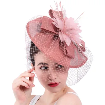 Elegant de Mireasa Voal de Mireasa de Păr Palarioare Pălărie Cu Pene de Flori Pălării de Păr Clip Femeile Petrecere Căsătorit Cursa articole pentru acoperirea capului XMF191