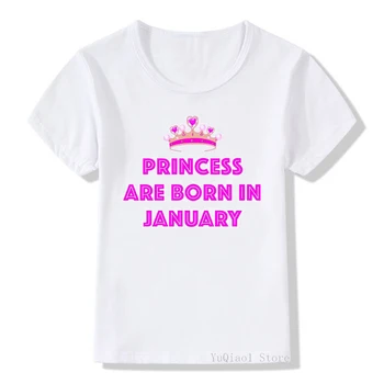 Roz Scrisori princess sunt născut în ianuarie coroana imprimate grafic teuri fete pentru copii haine de vara de top pentru fete pentru copii t-shirt