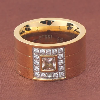 De lux AAA Zirconiu Cristal Inel de Aur/Argint Placat cu Oțel Inoxidabil de Nunta Pentru Femei Dimensiune #6-10