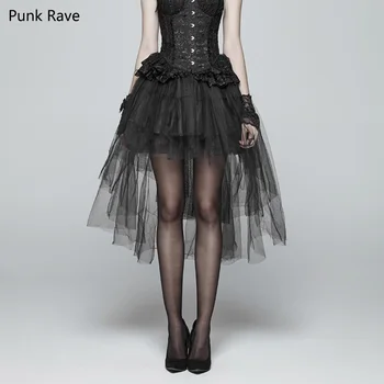 Punk Rave Femei Balon Fusta Stil Lolita Negru Casual Gol Afară Plasă De Moda Victoriană Petrecere Pe Scenă Costume
