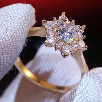 La modă Strălucitoare de Flori Zircon Inele de nunta pentru Femei bijuterii Cristale Austria Inele de logodna de sex Feminin Anel bijoux cadou en-Gros