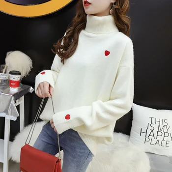 Toamna și Iarna Noi Women ' s Wear coreean Liber Guler Înalt Pulover de Sus 2020 Nou Îngroșat și cu Fund Pulover Pull Femme 11867