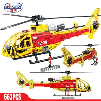 ERBO 663PCS Poliția Orașului Avion Blocuri de Constructii Tehnice Elicopter Militar Aeroport Brigada de Cărămizi Luminează-Jucarii pentru Copii