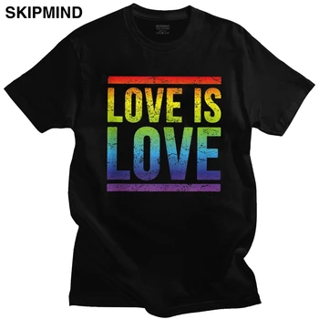 Retro parada Gay T Shirt pentru Barbati din Bumbac Frumos T-shirt O-gât cu Mânecă Scurtă LGBTQ Dragostea Rainbow Flag Tee Tricou Montate Îmbrăcăminte