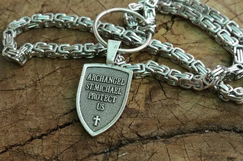 Oamenii colier St. Michael Arhanghel Mă Protejeze Saint Scut de Protecție pandantiv aripi de Înger bijuterii cu lanț din oțel inoxidabil
