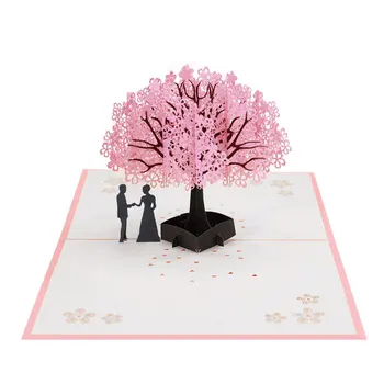 Carduri de Ziua îndrăgostiților Creative 3D Stereo Felicitari Romantice Cherry Blossom Ziua Îndrăgostiților Cadouri pentru Iubitorii de Fete