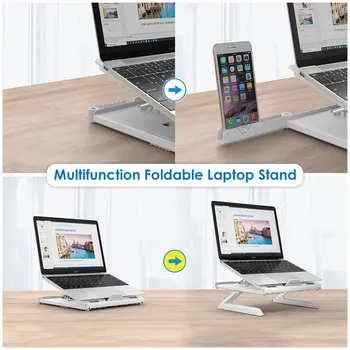 9 Unghi Ajustat Laptop Suport cu 2 suporturi de Telefon Multifuncțional Suport de birou pentru 12-17inch Laptop Tableta Pliabila Lapdesk
