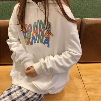 2019 noi de iarna casual bf unicorn tipărite cu litere de moda Harajuku jacheta de personalitate fata de slăbit pentru femei hanorac cu glugă