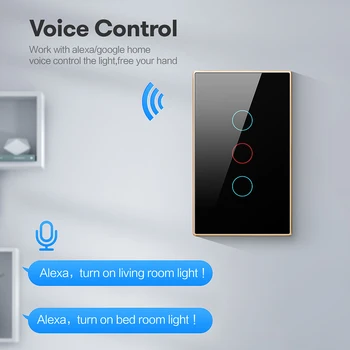 AVATTO Tuya NE Comutator Wifi, Smart Home Întrerupător de Lumină cu Panou de Sticla Touch-Senzor 1/2/3 Gasca funcționează cu Alexa,Google Acasa