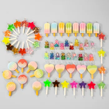 1pack Stil Mixt Rășină Stea Inima Lollipop Urs Farmece Pandantiv Colorat Pentru Femei Fete DIY Colier Cercei Bijuterii Accesorii