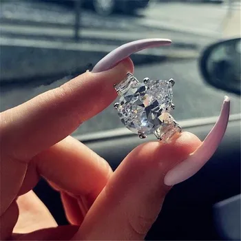 Choucong Nou Brand de Top Vinde Lux Bijuterii Argint 925 Mare Alb Topaz CZ Diamant Femeile Nunta Logodna Inel de Trupa