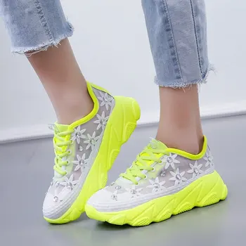De mari Dimensiuni Sandale Sport Femei 2020 Nou Stil de Pantofi pentru Femei de Toate-meci Cristal ochiurilor de Plasă Respirabil Platforma Pantofi Casual Femei