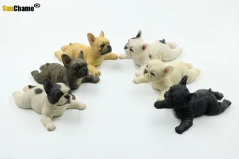 Simularea Bulldog francez Model Chircit Câine Jucându-se cu Rășină Câine Model Interior Figurine Miniaturi Decor Acasă Meserii