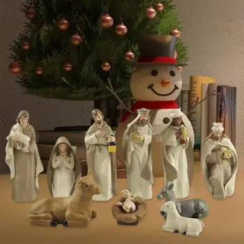 Hristos Nașterea Lui Isus În Iesle Ornament Scena Nașterii Rasina De Artizanat Nașterii Ornament Nașterii Statuie Pat De Copil De Crăciun Figurine