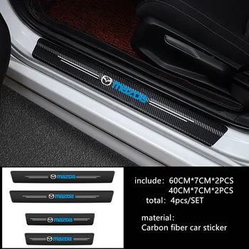 Auto styling 4BUC Masina Prag de Ușă din Fibra de Carbon Scuff Placa Autocolant Pentru Mazda Demio 2 3 5 6 M2 M3 M5 M6 CX-5 CX-7 CX-9 RX-8 MX5