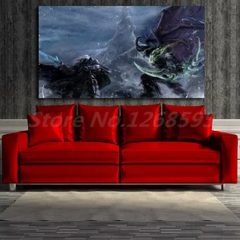 Lumea De Warcrafts Arthas Vs Illidan De Perete De Arta Canvas Postere, Printuri Pictura Pe Perete Imagini Pentru Birou, Living Decor Acasă
