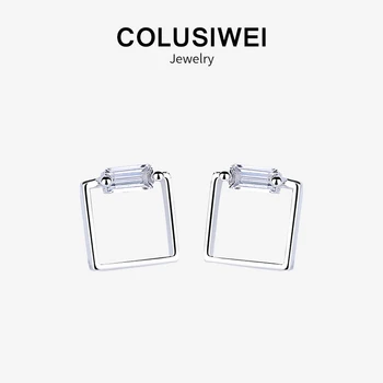 Colusiwei 2019 Vânzare Fierbinte Argint 925 Cercei Stud Pătrat Cristal EarringFor Femei De Moda Farmec Bijuterii Fine