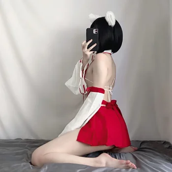 Sexy Erotice Japoneze Lenjerie Kawaii Anime Cosplay Costum de Haine deocheate pentru Sex Femei Retro Kimono Deschis Sutien Tempation Uniformă