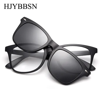 HJYBBSN Clip pe ochelari de Soare clip-on ochelari pătrați Obiectiv Bărbați Femei oglindă clip Ochelari de Soare de Noapte Viziune ochelari de soare de Conducere pentru barbati