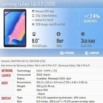 Noua Armura Anti-knock la Șocuri Hibrid Caz Pentru Samsung Galaxy Tab a 8.0 2019 SM-P200 SM-P205 Tableta Caz de Protecție+film+pen