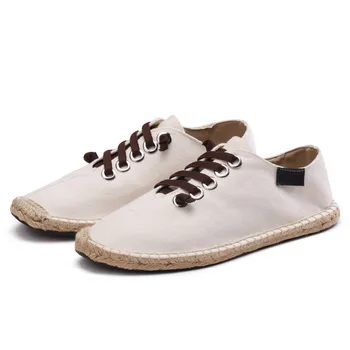 Mens Pantofi Dantela-Up Espadrile Barbati 2019 Primăvară Pânză de Cânepă Frânghie Pantofi Bărbați Confortabil pentru Bărbați Încălțăminte Zapatos Hombre