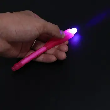 24buc 6pcs Creative Papetărie LED Marker Pen 2 In 1 UV Negru Lumina Combo Școală Desenul Birou Pix Cerneală Invizibilă (Mixt)