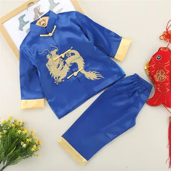 Băiat Fată Stil Chinezesc Dragon Tang Costum De Ziua De Nastere Pentru Copii Petrecere De Anul Nou Festivalul De Utilaje Kung Fu, Tai Chi Uniforme Copii, Costume
