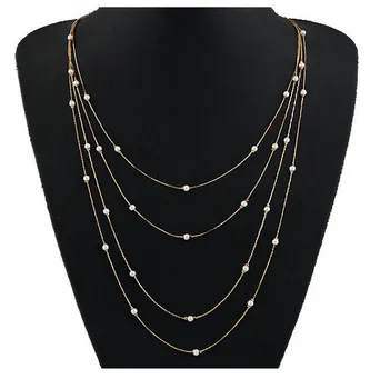 Kymyad Simulate Perla Multi strat Colier de Aur cu Lanț Lung de Epocă Colares Colier Pentru Femei bijoux collier femme collares