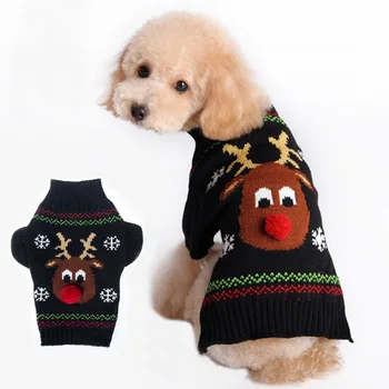 En-gros de Crăciun animale de companie haine nas roșu cerb animale de companie pulover mici, mijlocii și mari pulover câine