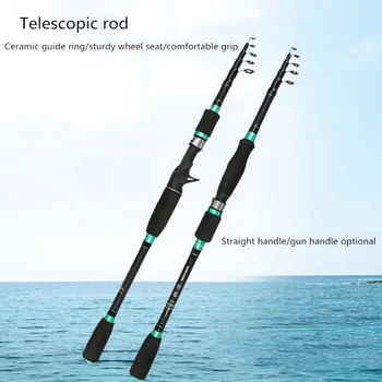 1.8 m, 2.1 m, 2.4 m, 2.7 m din fibra de carbon turnare rotativă tijă de pescuit de călătorie telescopic momeală de pescuit tijă lungă gamă de unelte de pescuit