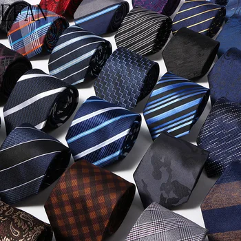 De lux 8cm Bărbați Clasic de Cravata Matase Jacquard Țesute în Carouri Verifica cu Dungi Cravatta Legături Om Mire de Afaceri Cravată Accesorii