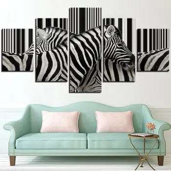 5 Piese Zebra Canvas Postere Animal Pictura Imagini Alb-Negru Pentru Acasă Camera Modern Decor Unic Tapet Cal opera de Arta