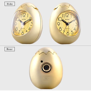 RITMUL Drăguț Forma de Ou Ceas Deșteptător Ultra Silent Sărituri Mișcarea Ceas se Rostogolea Semnal de Alarmă,se Vedea Prin Ambalaj Alb/Roz/Aur de Culoare