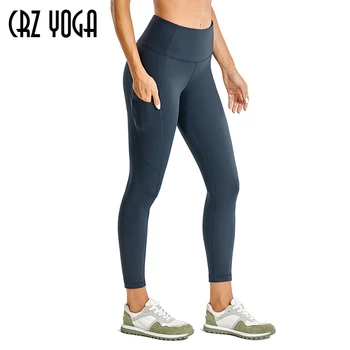 CRZ YOGA Femei Ușoare Lână Jambiere Mare Waisted Ghemuit Dovada de Antrenament 7/8 Pantaloni de Yoga cu Buzunare -25 cm