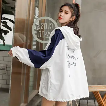 Jachete Femei Vrac Mozaic cu Gluga Versiunea coreeană de Primavara Toamna Casual Trendy pentru Femei cu Fermoar All-meci Elevii Elegant Femme