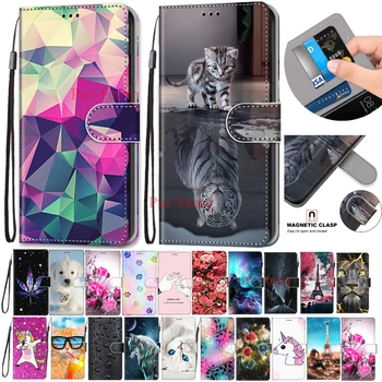 Flip din Piele de Caz Pentru Huawei Y3 2017 CRO-L22 Fundas 3D Portofel Cardul Titularului Stand Book Cover Pentru Y3 2017 Leu Tigru Pictat Coque