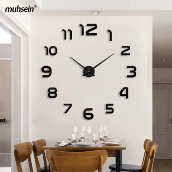 Muhsein de Vânzare de Top Modern Ceas de Perete de Dimensiuni Mari 3D Ceasuri de Acril Oglindă de Perete Sticker Ceas de Acasă Decora Living&Birou