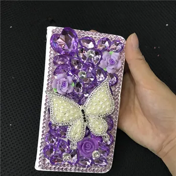 3D Fluture Floare de Cristal Diamant Flip Portofel din Piele de Caz pentru iPhone 12 Mini SE 2020 11 Pro MAX XS MAX XR XS X 6S 6 8 7 Plus