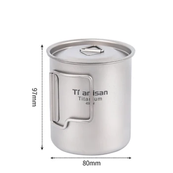450ml Cana de Titan Cafea Ceașcă de Ceai în aer liber cu Apă Potabilă Ceașcă Ultralight Halbă de Călătorie numai 92g cu Plasă Pungă Ta8307