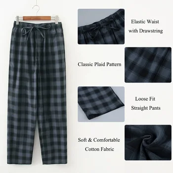 Bărbați Pijamale Acasa Pantaloni Jodimitty Toamna Bumbac Moale, de Mari Dimensiuni, Print Carouri Sleepwear Pantaloni Casual sex Masculin Homewear Somn Pantaloni
