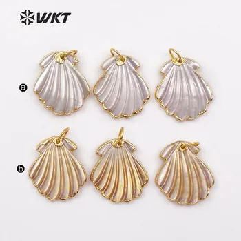 WT-JP056 WKT Exiquisite mini de sex feminin bijuterii naturale de scoică shell pandantiv placat cu aur de culoare 2018 noi sosiri